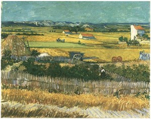 Harvest at La Cra, with Montmajour in the Background